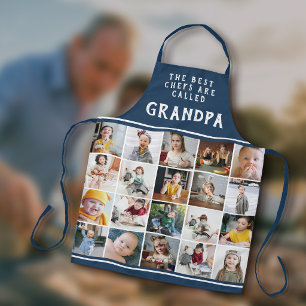 Tablier Papy est le meilleur chef Collage photo bleu