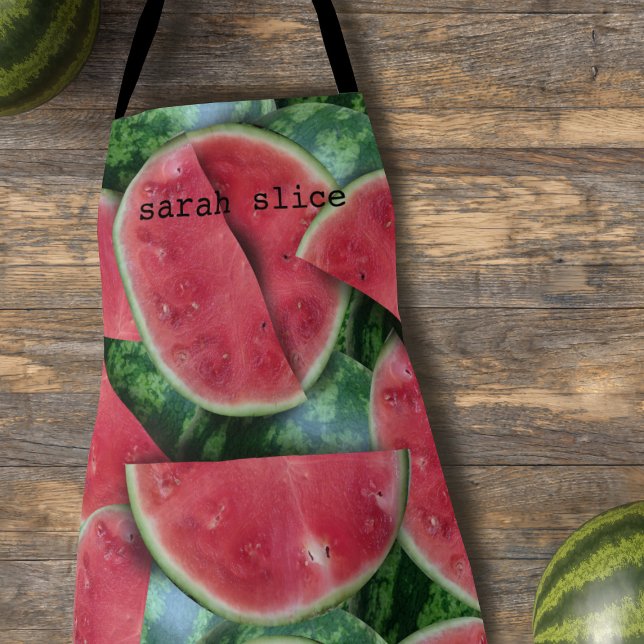 Tablier Pâque rouge Fruit Slice Kitchen Apron (Watermelon lover? Add your name to this colorful fruit slice patterned apron)
