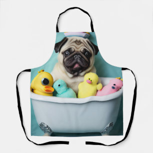 Tablier Paradis du Pug : Une Beauté de Bain dans la Baigno