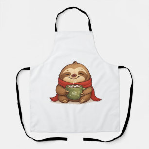 Tablier Paresseux de Noël cosy avec chocolat chaud � Gagne