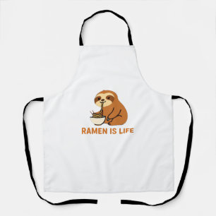 Tablier Paresseux mignon mangeant des ramen � Conception a