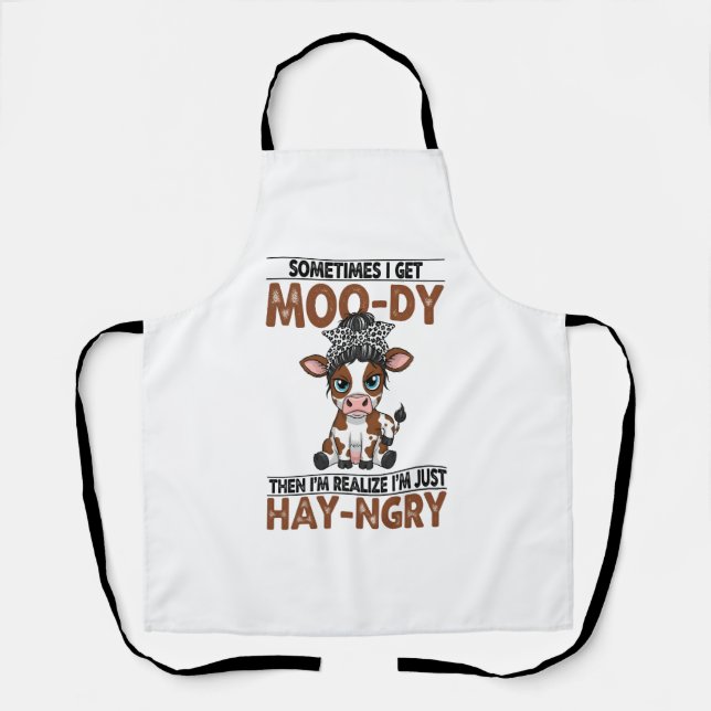 Tablier Parfois, je reçois de la vache à ventre noir Moo-d (Recto)