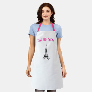 Tablier Paris baiser le cuisinier rose et noir Sai