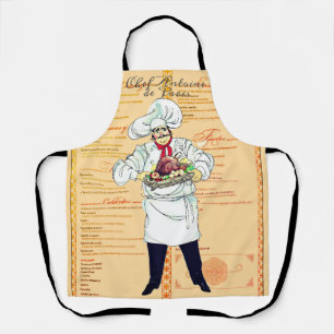 Tablier Paris France Chef Caricature Texte du menu