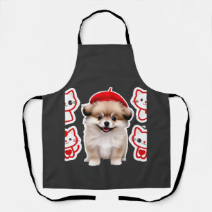 Tablier Paris Pup & Kitty Crew � Chien et chat au béret mi