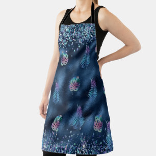 Tablier Parties scintillant aux Faux Bleues avec Feuilles