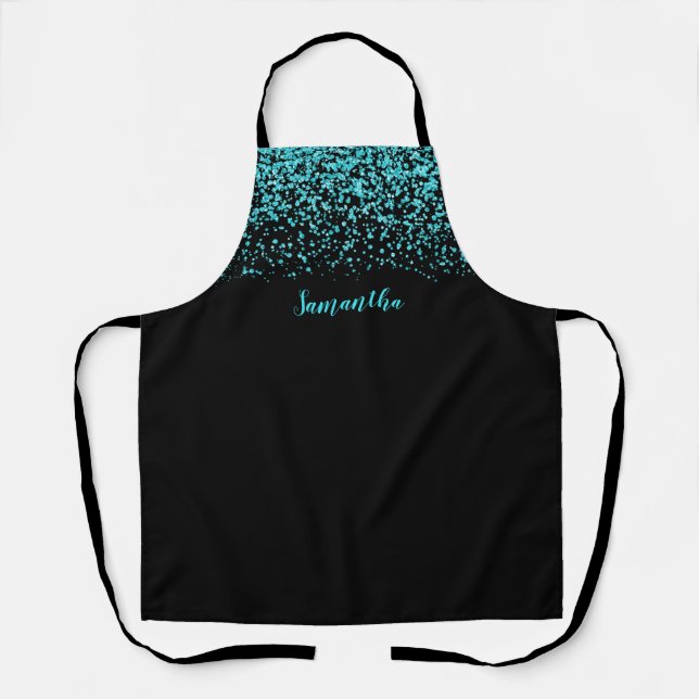 Tablier Parties scintillant Black Turquoise Faux personnal (Recto)