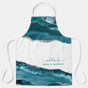 Tablier Parties scintillant d'argent bleu Art moderne Aqua
