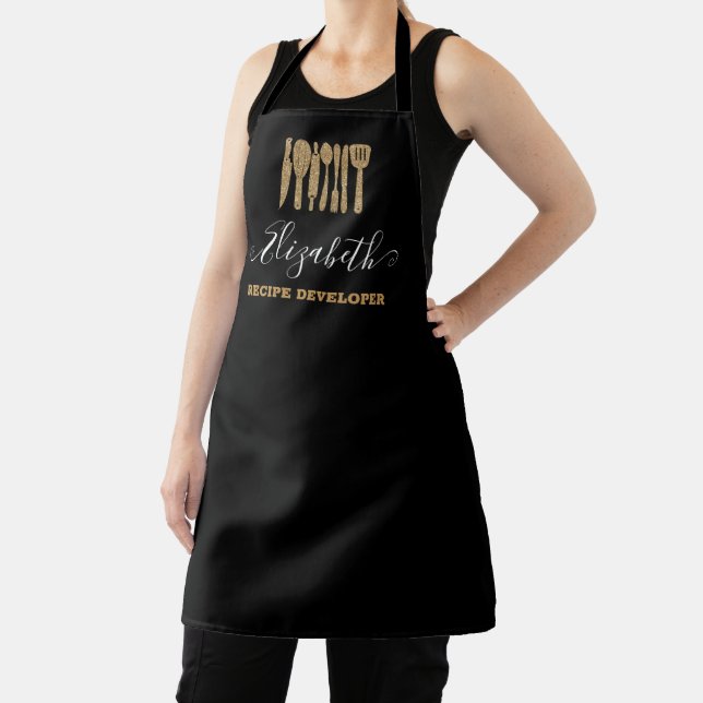 Tablier Parties scintillant d'or noir Ustensiles de cuisin (Insitu)
