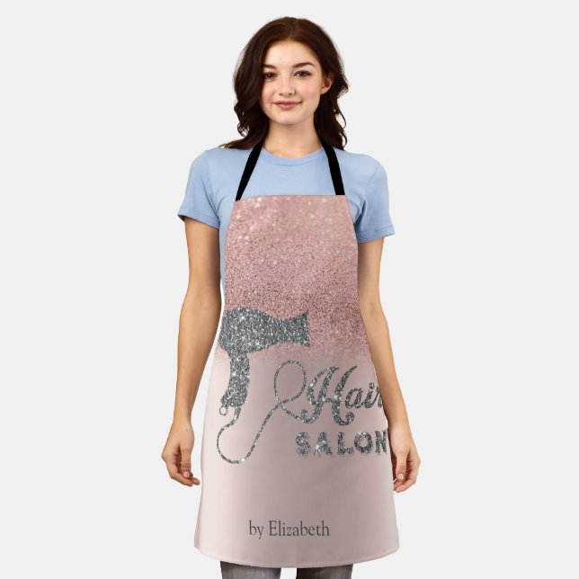 Tablier Parties scintillant Ombre Rose Gold Coeurs, Sèche- (Porté)