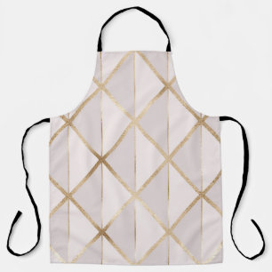 Tablier Parties scintillant or, motif rhombus géométrique.