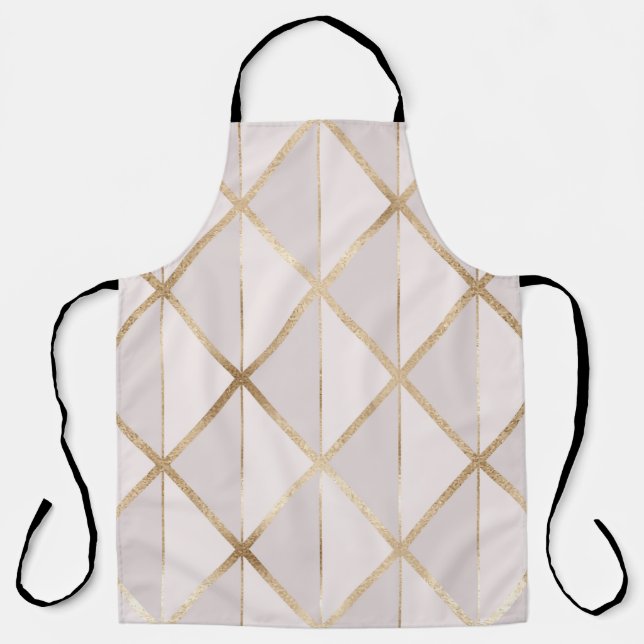 Tablier Parties scintillant or, motif rhombus géométrique. (Recto)
