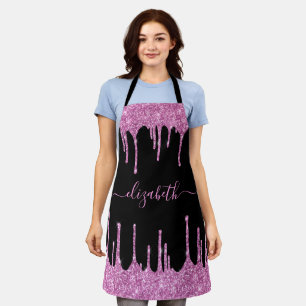 Tablier Parties scintillant rose gouttes personnalisées N