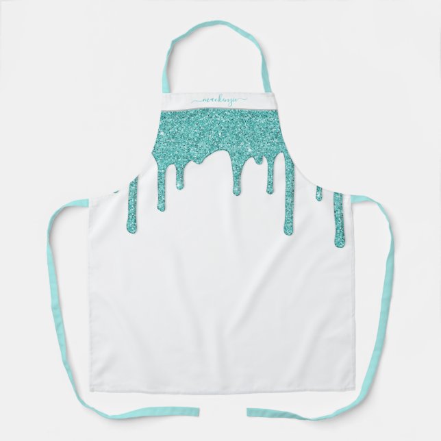 Tablier Parties scintillant turquoise Aqua Blue Sparkle Dr (Recto)