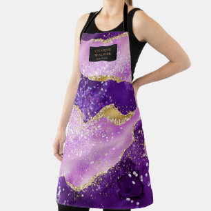 Tablier parties scintillant violet esthéticienne salon mon
