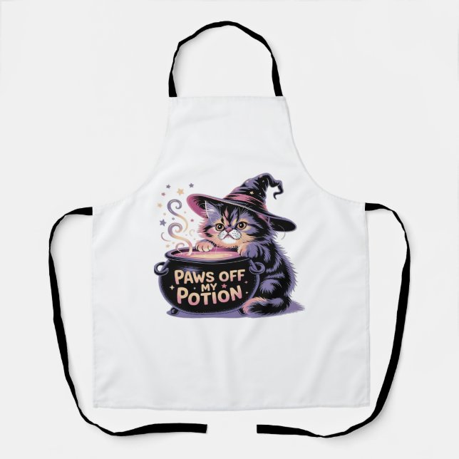 Tablier Passe De Ma Potion, Kawaii Halloween Witch Cat Cla (Recto)