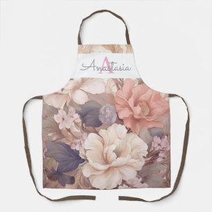 Tablier Pastel Floral personnalisé avec nom et monogramme