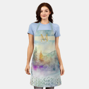 Tablier Pastel forêt de montagne artspersonnalisée Monogra