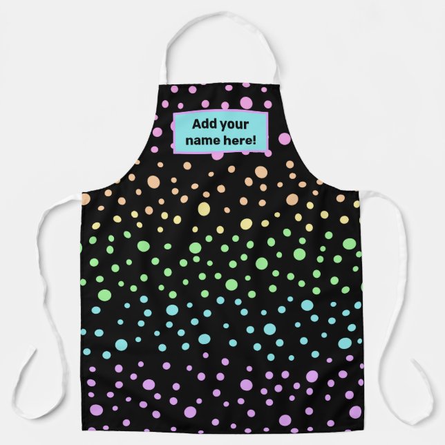 Tablier Pastel personnalisé Rainbow Polka Dot Apron (Recto)