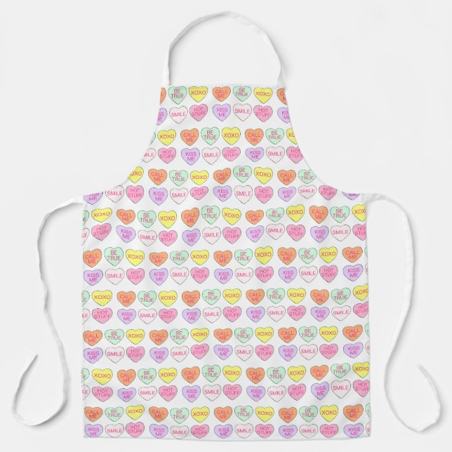 Tablier Pastel Valentine's Day Candy Coeurs de conversatio (Recto)