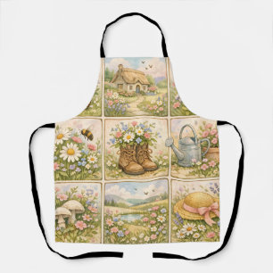 Tablier Patchwork de jardin de fleurs sauvages Cottagecore