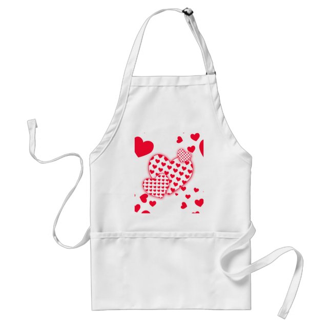 Tablier Patchwork rouge de coeurs (Devant)