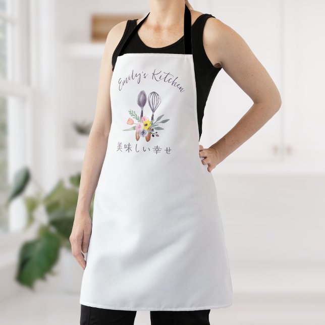 Tablier Pâtisserie Chef Cuisine Ustensile Whisk Floral Rus (Créateur téléchargé)