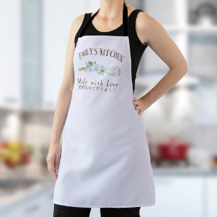 Tablier Pâtisserie Chef Whisk Floral Purple Aquarelle