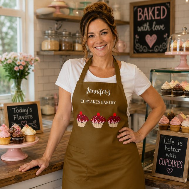 Tablier Pâtisserie moderne de cupcakes personnalisés profe (Modern professional personal cupcakes bakery apron. For your own business.)