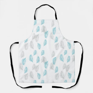 Tablier Pattern Blue & Gray Leaves