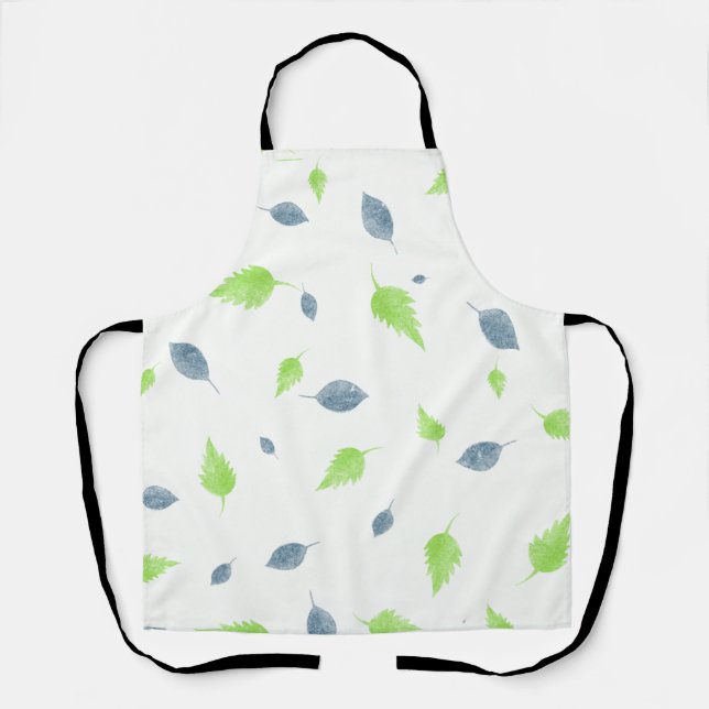Tablier Pattern Blue & Green Leaves (Recto)