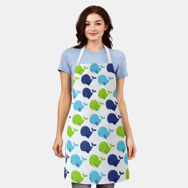 Tablier Pattern of Whales, Cute Whales, Sea Animals (Porté)