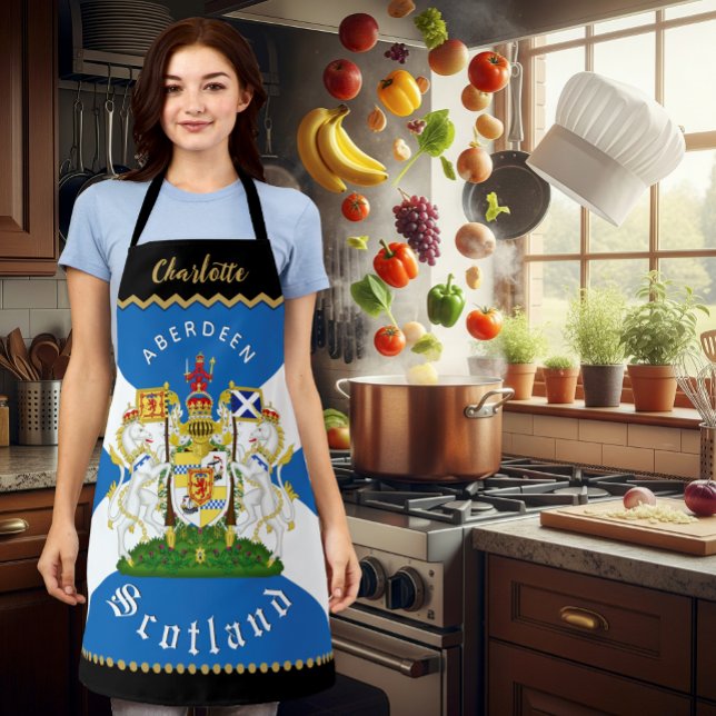 Tablier Pavillon écossais Chefs Apron, Aberdeen (Scotland Chefs Apron / patriotic, name)