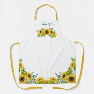 Tablier Pays Floral Aquarelle Jaune Tournesol Apron