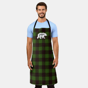 Tablier Pays Russe Papa Bear Green & Black Plaid