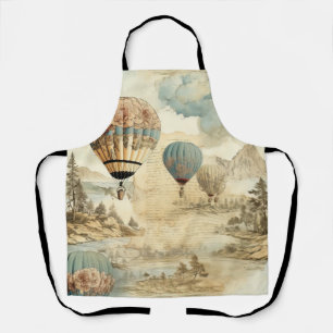 Tablier Paysage de voyage antique ballon bleu rétro