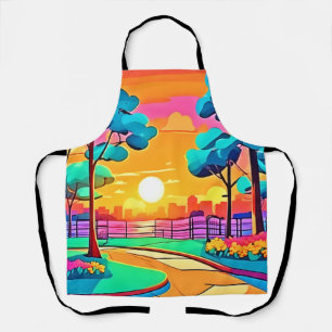 Tablier Paysage urbain animé du coucher de soleil