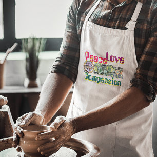 Tablier Peace Love Compassion Hippie Graffiti Kanji Love