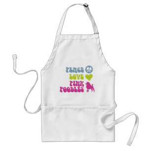 Tablier Peace Love Pink Poodle tablier, choisir style, cou