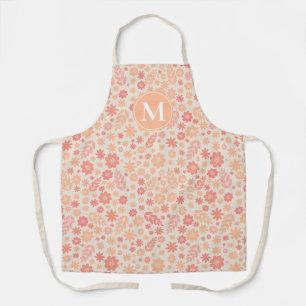 Tablier Peach Airy Fleur sauvage Meadow Motif & Monogram
