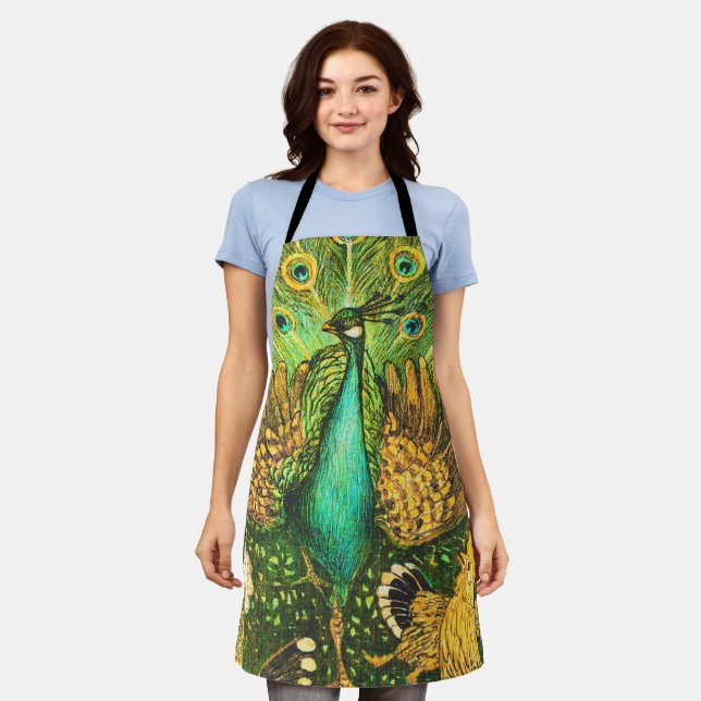 Tablier Peacock et poulets Art nouveau néerlandais (Porté)