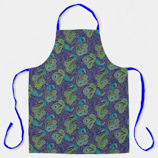 Tablier Peacock Paisley Pattern Blue
