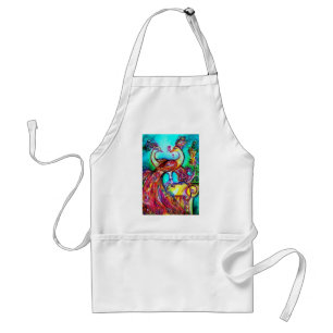 Tablier PEACOCKS IN LOVE MONOGRAM rouge bleu turquase vert