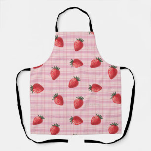 Tablier Pêcher à carreaux fraise