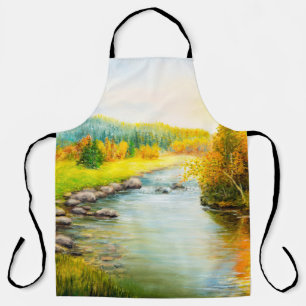 Tablier peinture à l'huile de beau paysage d'automne, for