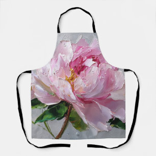 Tablier Peinture à l'huile élégante de pivoine rose à impa