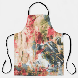 Tablier Peinture abstraite rouge blanche et jaune