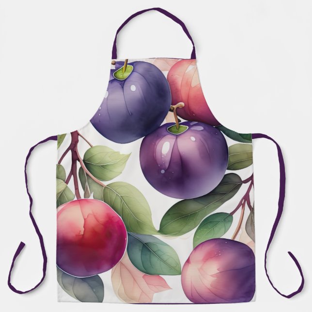 Tablier Peinture aquarelle des prunes (Recto)