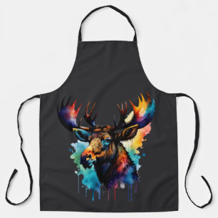 Tablier Peinture aquarelle Moose multicolore