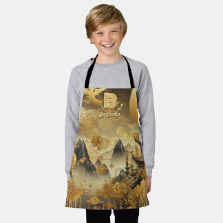 Tablier Peinture chinoise Faux Golden Dripping Monogramme